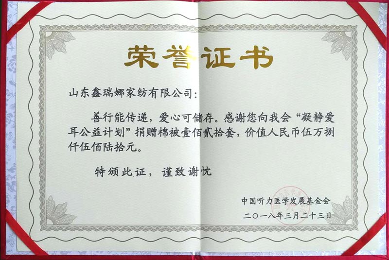 中國聽力醫(yī)學發(fā)展基金會證書